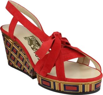 Ferragamo Womens Avanguardie Wedge Sandal In Red