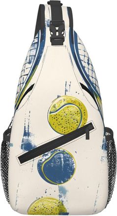 Generic Watercolor Tennis Racket Shoulder Bag Anti Theft Chest Bag Trendy Daypack For Women Outdoors Sports