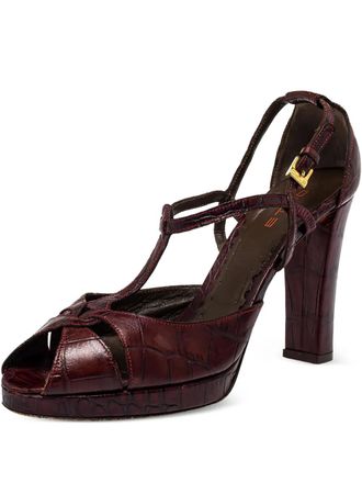Etro 2024 100mm crocodile-embossed sandals - women - Leather/Leather/Leather - 37.5 - Red