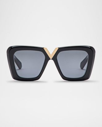 Valentino Garavani V-Gold II Acetate Butterfly Sunglasses