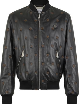Philipp Plein Embroidered Nappa Leather Bomber Monogram Monogram
