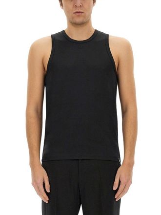 Courr&egrave;ges Fitted Black Tank Top With Rounded Neckline