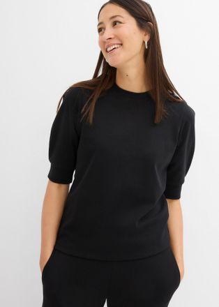 Bonprix T-Shirt BONPRIX, Damen, Gr. 52/54 (XXL), schwarz, Jersey, Obermaterial: 100% Baumwolle, unifarben, oversize h&uuml;ftbedeckend, Rundhals, angesetztes B&uuml;ndc