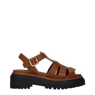 Prada Damess Leren sandalen bruin/leer