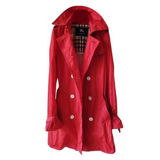 Burberry red double-breasted trench coat