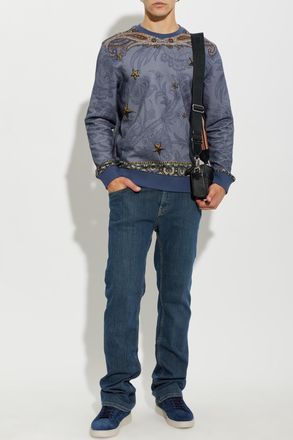 Etro Sweatshirt With Print, Mens, Blue