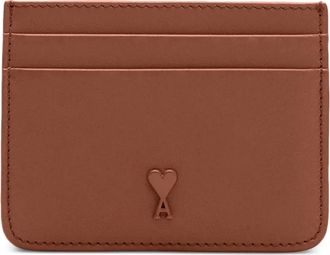 Ami Portacarte in pelle con logo - Marrone