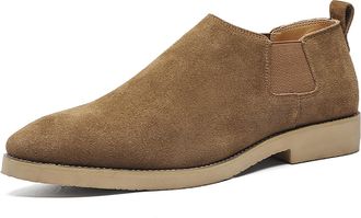 Generic Mens Chelsea Boots Lightweight Casual Chukka Ankle Boots Classic Elastic Dress Shoes for Men,Brown,9 UK