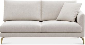Castlery Lena Right Arm 2 Seater Sofa Customized, Performance Linen Weave, Light Grey, Brass Legs, Spill Resistant, Removable Covers for Castlery