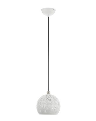 Livex Lighting 1-Light White With Brushed Nickel Accents Pendant