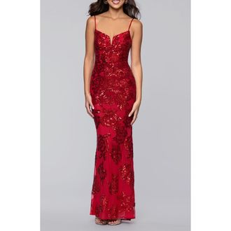 Blondie Nites Sequin Rose Gown in Red at Nordstrom, Size 11