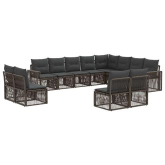 vidaXL Conjunto De Sof&aacute;s De Jard&iacute;n 12 Pcs Gris Y Gris Oscuro Vidaxl