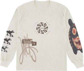 Travis Scott Air Records Long Sleeve T-shirt Natural CJFN-SS83