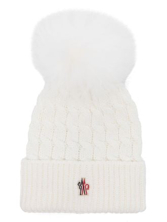 Moncler Berretto con pompon - Bianco