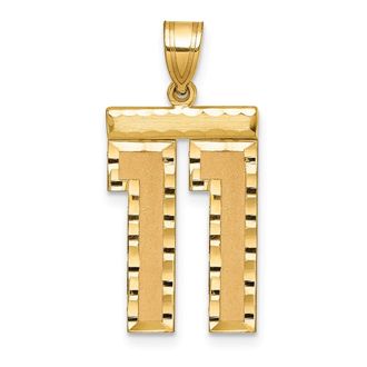Diamond2Deal 14k Yellow Gold Large Brushed Diamond-cut Number Charm Pendant