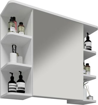 ebuy24 Armario de baño vcm atemporal Dimensiones aprox. al. 64 x an. 80 x t. 21 cm espacio de almacenamiento suficiente Armario de espejo - Nilosi (Blanco)