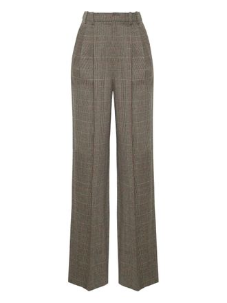 Adam Lippes check-pattern tailored trousers - women - Wool/Polyamide/Elastane - 10 - Neutrals