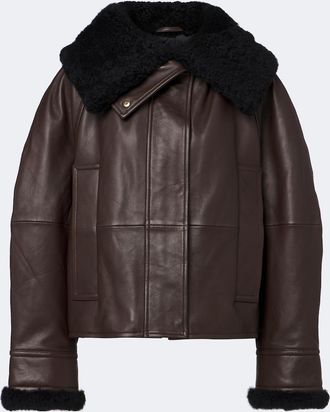 Sportmax Padded shearling-trimmed leather jacket