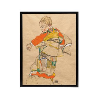 Artery8 Anton Peschka Jr Portrait of a Child Schiele Framed Canvas Wall Art in Beige | Size: W24 x H32