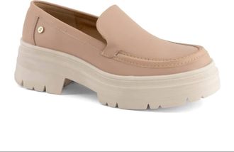 Andrea Womens Leather Platform Loafer In Pink