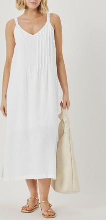 Splendid Stella Pintuck Detail Linen Dress in White at Nordstrom, Size X-Small