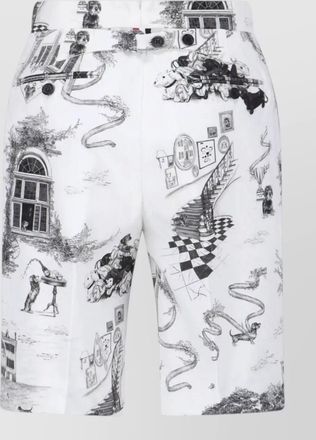 Thom Browne straight shorts belt loops button graphic print