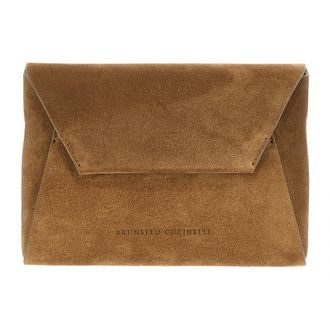 Brunello Cucinelli Clutches, female, Brown, ONE SIZE, Monili Suede Clutch