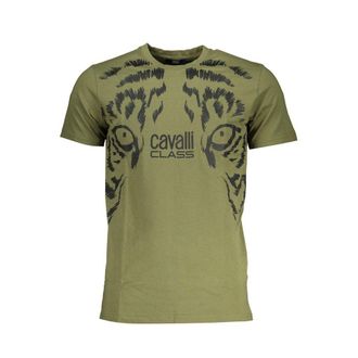 Cavalli Mens Tiger Eye Tee Short Sleeve Crew Neck - Khaki Cotton - Size X-Large