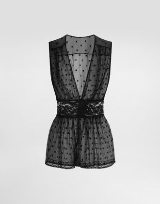 Dolce & Gabbana Polka Dots Mesh Top - Woman Shirts And Tops Black 38