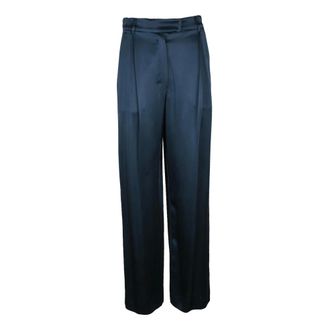 Max Mara Straight Trousers, female, Blue, XS, High-waisted wide leg trousers, Amleto model