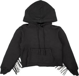 Amiri Womens Fringe Hoodie In Black