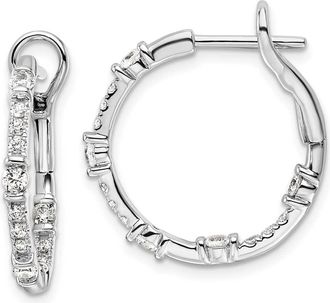 Diamond2Deal 14K White Gold 0.70 ct Lab Grown Diamond In/Out Hoop Earrings VS Clarity, G-H Color