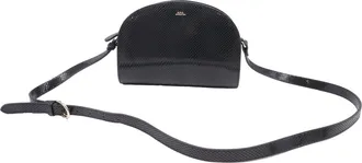A.P.C. A. P.C. Snake-Embossed Demi-Lune Crossbody Bag in Black Leather