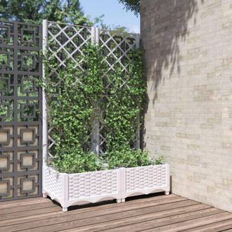 vidaXL Jardinera Con Enrejado Pp Blanco 80x40x121,5 Cm Vidaxl