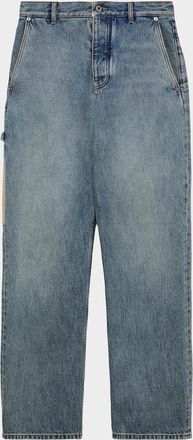 Loewe Men & apos;s Leather-Patch Straight-Leg Jeans