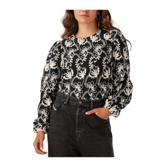 Object Object - Objmya RE L/S Top - Dames - Blouses & Shirts - Zwart - Maat: XS Katoen