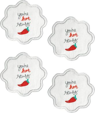 Tiramisu Set Of 4 Youre Hot Stuff Embroidered Cocktail Napkins
