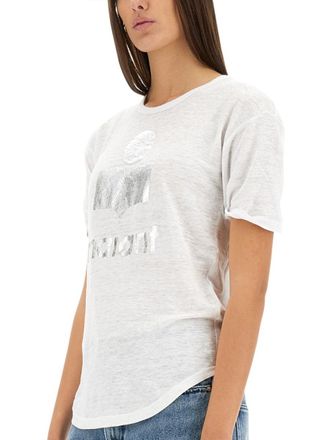 Isabel Marant Logo Print Linen T-shirt - White