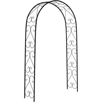 OUTSUNNY Arco De Jard&iacute;n De Acero Para Rosas Arco De Boda Dise&ntilde;o Espiral Coraz&oacute;n Para Plantas Trepadoras Para Decoraci&oacute;n Patio 125x37x230 Cm Negro