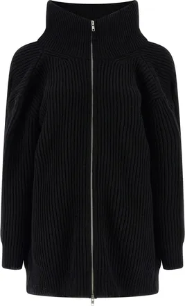 Maison Margiela Ribbed Wool Knit Cardigan - Black