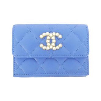 Chanel Blue Leather Wallet (Tri-Fold) (Pre-Owned)