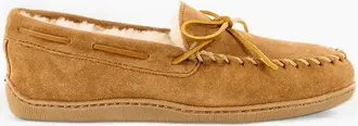 Minnetonka Mens Sheepskin Hardsole Moc Slipper In Golden Tan