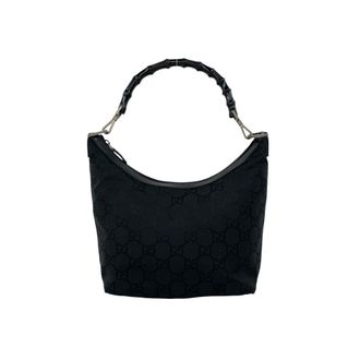 Gucci Black Nylon Leather Handbag Shoulder Bag Tote Bag (Pre-Owned)