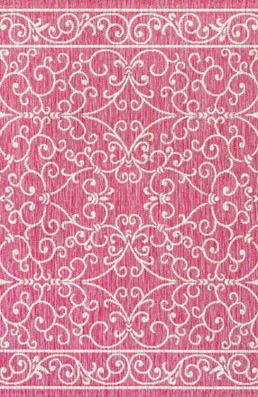 Jonathan Y Designs Charleston Vintage Filigree Textured Weave Indoor/Outdoor Area Rug in Fuchsia/light Gray at Nordstrom, Size 3Ft 0In X 5Ft 0In