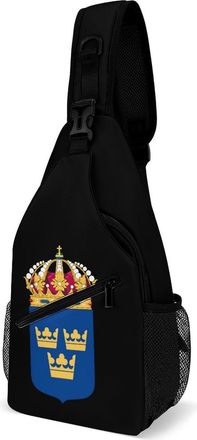 Generic Coat of Arms of Sweden Mens Print Crossbody Large Sling Backpack Casual Chest Bag Gift for Traveling Hiking Workout