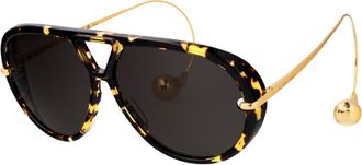 Bottega Veneta Womens Sunglasses Bv1273s Havana Gold Grey Metal Havana-Gold-Grey Havana/gold/grey