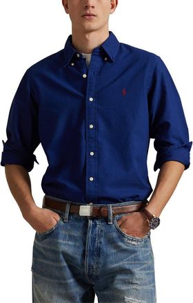Polo Ralph Lauren Solid Cotton Oxford Button-Down Shirt in Fresh Water at Nordstrom, Size Xx-Large