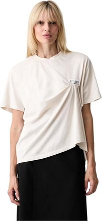 Maison Margiela Gedrapeerd T-shirt - Dames - Tops - Beige - Maat: S Katoen