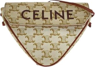 Celine Pre-owned Cross Body Bags, female, Beige, Size: ONE SIZE Pre-owned Triomphe Triangle PVC Shoulder Bag