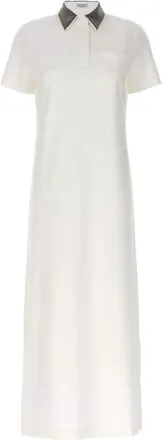 Brunello Cucinelli Off White Polo Collar Dress, Size Medium